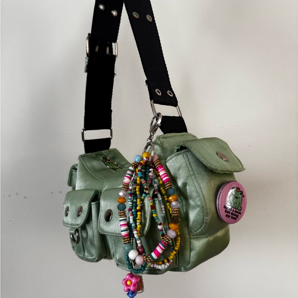 Shoulder Bag with Beaded Charms